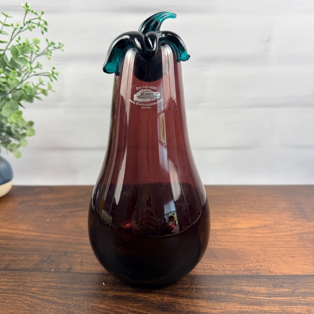 Blenko 9353 Amethyst Eggplant Sculpture Hand Blown USA